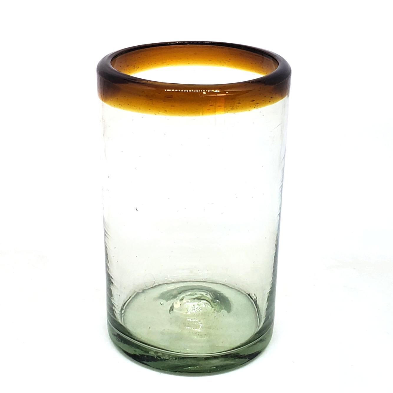 Sale Items / Amber Rim 14 oz Drinking Glasses  / These handcrafted glasses deliver a classic touch to your favorite drink.